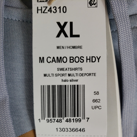 adidas Men's Essentials Camo Print Hoodie Sweatshirt Halo Blue Silver - Picture 10 of 11